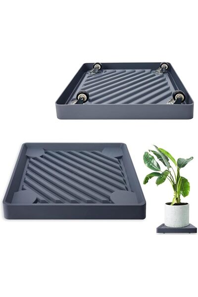 TERRIFI 2PCS Square Plant Caddy with Hidden Wheels, Rolling Plant Stand, Heav...
