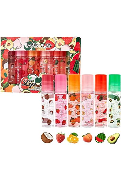 Yelajoy 6 Pcs Fruit-Scented Roll On Lip Gloss Set, Fruity Flavors Moisturizin...