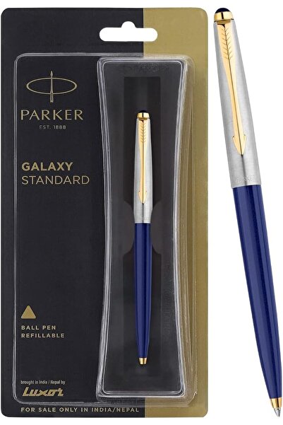 Parker Parker Galaxy Stainless Steel Pen with Gold Accents, Roller Pen-Blue P...