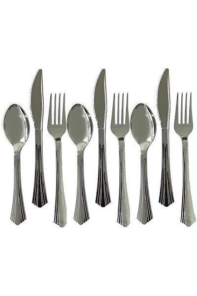 Generic Disposable Premium Quality Plastic Mixed Cutlery Silver Chrome 18 For...