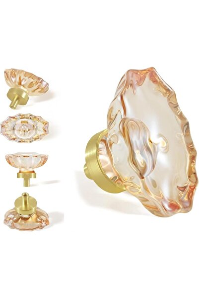 KASTWAVE Crystal Cabinet Knobs, 4 Pack Vintage Cabinet Dresser Knobs, Satin B...