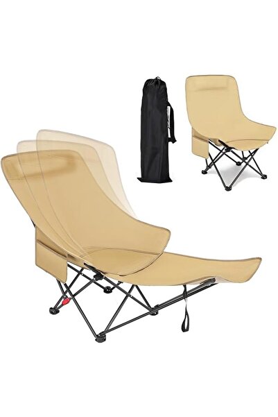 VAODO 3-Positions Adjustable Camping Chair, Lounge Folding Chair with Foot Re...