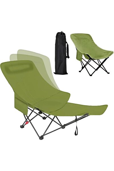 VAODO 3-Positions Adjustable Camping Chair, Lounge Folding Chair with Foot Re...