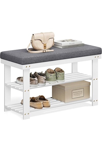 SONGMICS Bamboo Shoe Bench, 3-Tier Shoe Rack Organizer for Entryway, Living R...