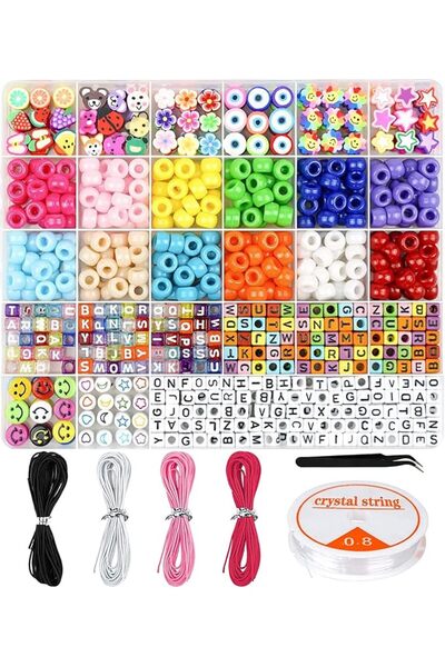 GENERAL Bead Bracelet Making Kit, Pony Beads Polymer Clay Beads Smiley Face B...