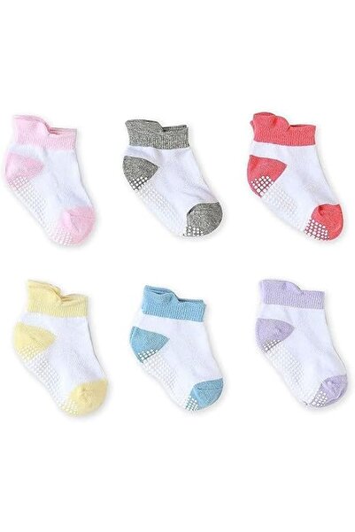 GENERAL 6 Pairs Anti Slip Non Skid Ankle Socks with Grips, Low Cut Non Slip S...