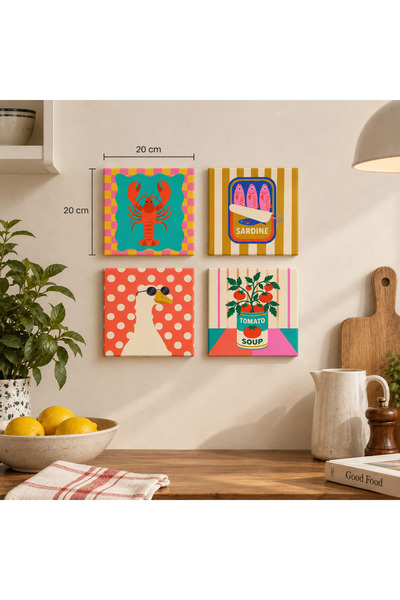 dingin Sayılarla Boyama Seti 4'lü Mini Set - Retro Köşe 4 Adet 20x20 cm Numar...