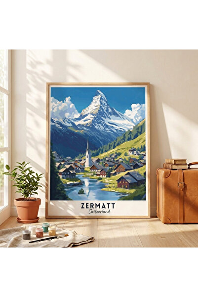Sayılarla Boyama Seti Dünya Şehirleri - İsviçre Zermatt 40x50 cm Numaralı Tuval