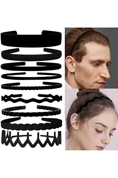 AZONEE 9 Pieces Unisex Non-Slip Plastic Black Headbands with Teeth Comb Black...