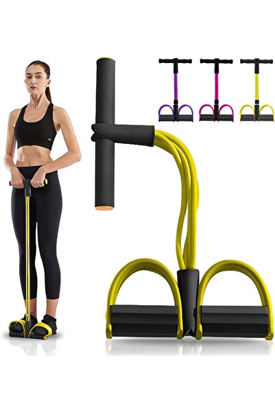 GENERAL Upgrade Pedal Resistance Band, 4-Tube Elastic Pull Rope Fitness Sit-u...