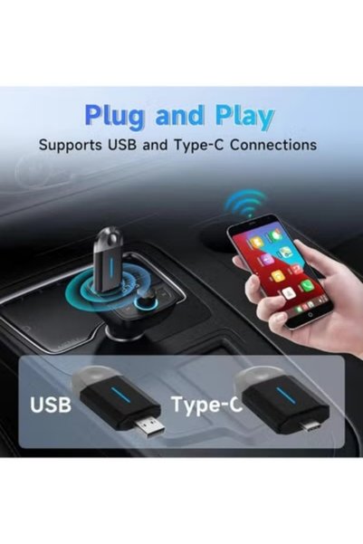 Genetic 2 in 1 Mini Carplay Wireless Adapter seamless integration Android Auto For Apple USB Type-C Dongle in Universal car