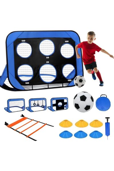 Hahamiya 4-in-1 Portable Soccer Training Set for Kids - 80x120cm Pop-Up Footb...