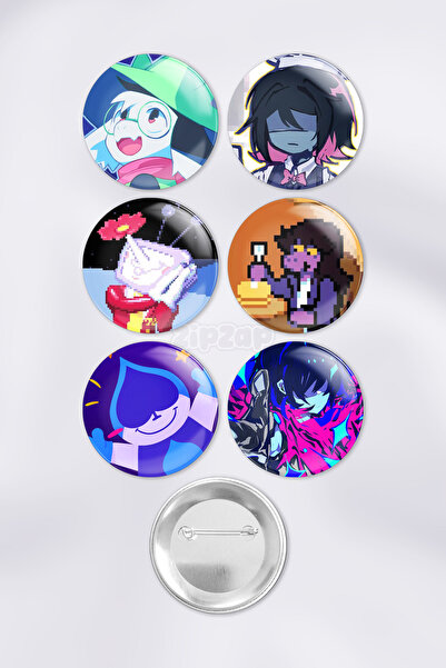 ZipZap Deltarune Oyun Çanta Süsü Rozet İğneli Buton Rozet Seti (6 Adet)