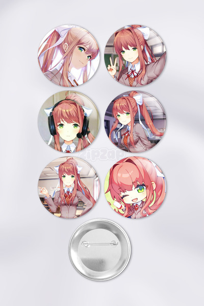 ZipZap Monika - DDLC Doki Doki Oyun Çanta Süsü Rozet İğneli Buton Rozet Seti ...