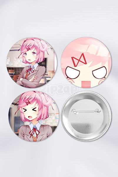 ZipZap Natsuki - DDLC Doki Doki Oyun Çanta Süsü Rozet İğneli Buton Rozet Seti...