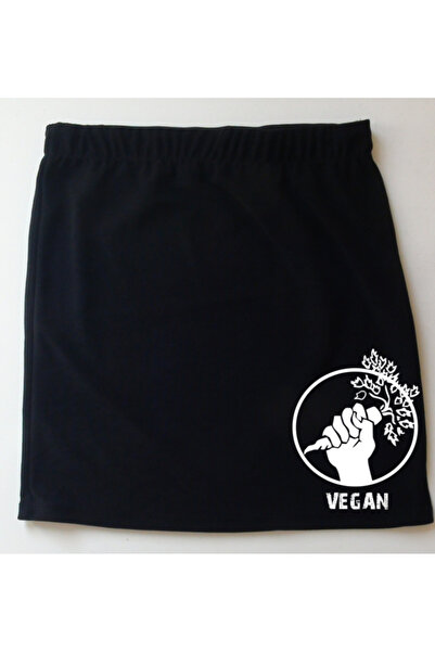 mAddog Black Above-The-Knee Skirt / Vegan / Denim Texture