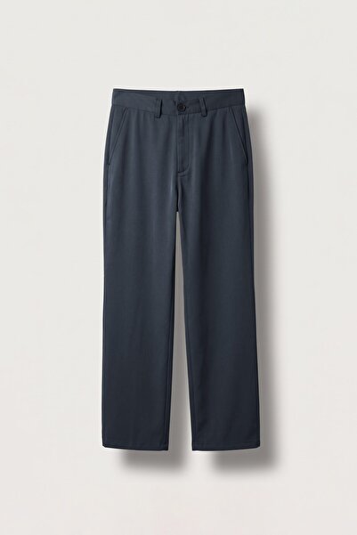 ablukaonline Erkek Flare Fit Dökümlü Kumaş Pantolon Lacivert