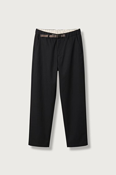 ablukaonline Ανδρικό Slim Fit Παντελόνι με Ελαστική Μέση Μαύρο