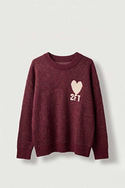 ablukaonline Men's Patterned Oversize Knitwear Sweater Plum