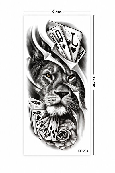 BiWini Aslan İskambil Destesi Geçici Dövme Tattoo