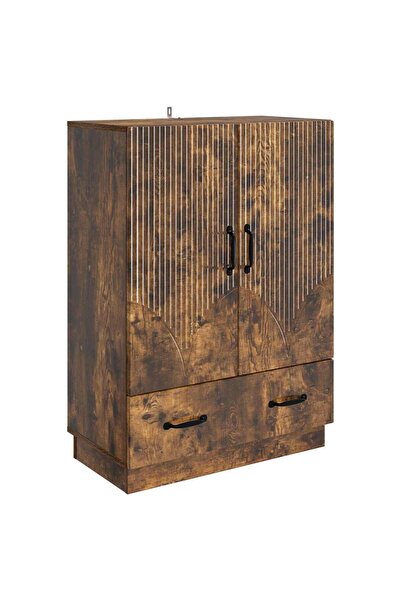 vidaxl Bufet cu sertar Stejar fumuriu 66 x 34,5 x 92 cm Lemn prelucrat