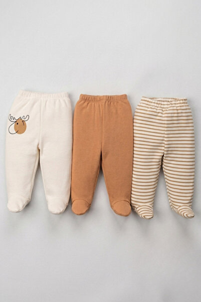 zumino Deer Patterned 3-Piece Booties for Newborns