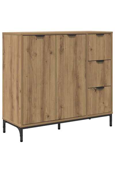 vidaxl Bufet Stejar Artizanal 89,5 x 33 x 82 cm Lemn prelucrat