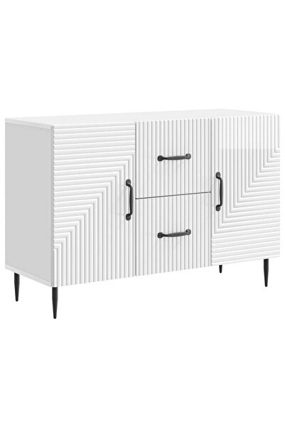 vidaxl Bufet Alb foarte lucios 89 x 34,5 x 60 cm Lemn prelucrat