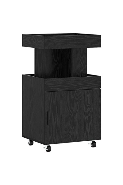vidaxl Carucior de Bar Stejar Negru 50 x 41 x 89 cm Lemn prelucrat