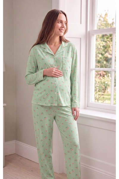 LikapaShop Likapa Önden Düğmeli Hamile Lohusa UZUN KOL PİJAMA TAKIMI