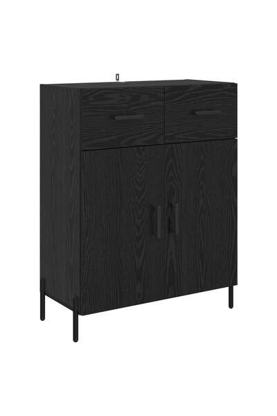 vidaxl Bufet Stejar Negru 69,5 x 34 x 90 cm Lemn prelucrat