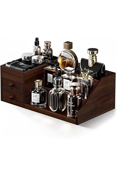 Procases منظم عطور خشبي للرجال من ProCase مع أدراج، رف عرض عطور مرتفع بثلاث ط...