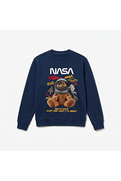 Let's Wear Nasa moon print premium crew neck long sleeve sweatshirt
