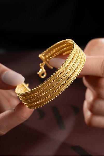 Silvano Jewelry 925 Ayar Gümüş Maraş Model El İşçilikli Hasır Kelepçe