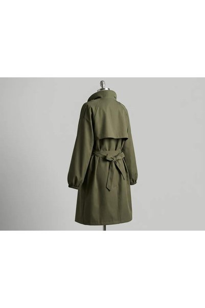 ArdaEge Large Size Double-Breasted Collar Belted Bondit Fabric Waterproof Oversize Khaki Trench Coat Jacket