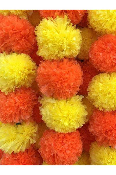 Shreeji 5 Pc Marigold Garland 5 Ft Long Strands of Artificial Marigold Flower...