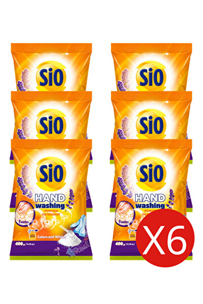 Sio بكج 6 مسحوق غسيل ملابس سيو للغسيل اليدوي 400 جم | منظف ملابس للأبيض والملون