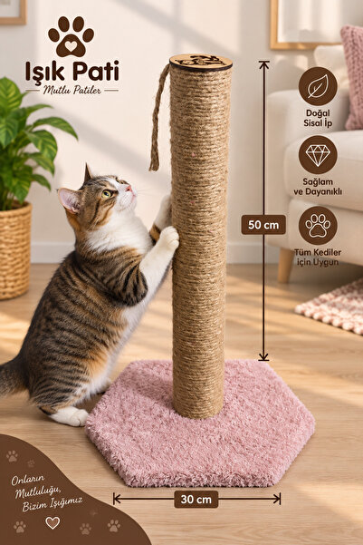 Işık Pati Kedi Tırmalama Tahtası Altıgen, Yerli İp