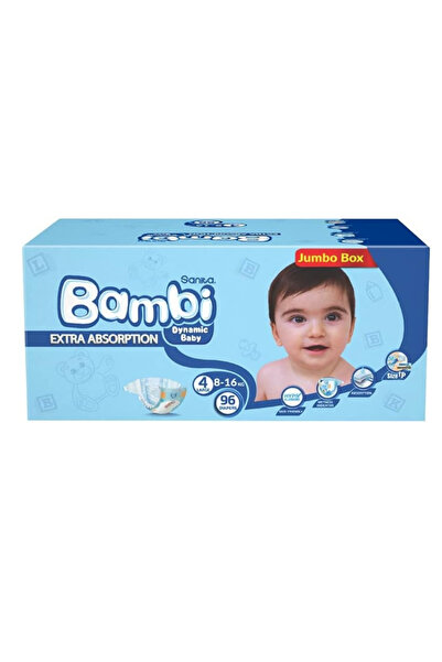 Sanita Bambi Diapers Mega Pack - Size 4, Large, 8-16 kg, 96 Diapers
