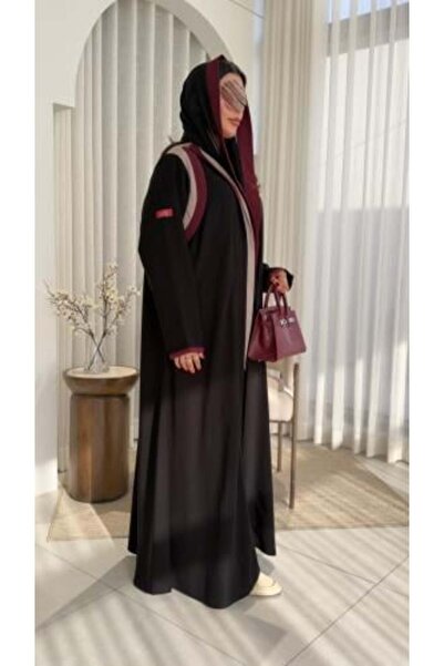 dar laha abaya عباية D70027 - بقماش كريب كوبرا بتدخيلات مميزة بالكتف الايمن و...