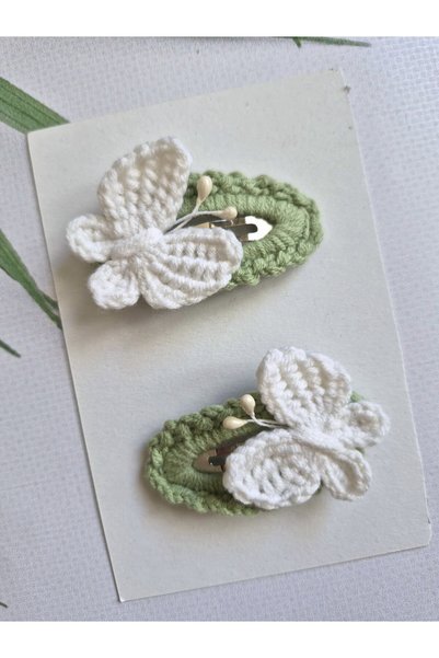 Hand Mother's Since 2024 White Butterfly Set of 2 Hair Clips / White Butterfl...