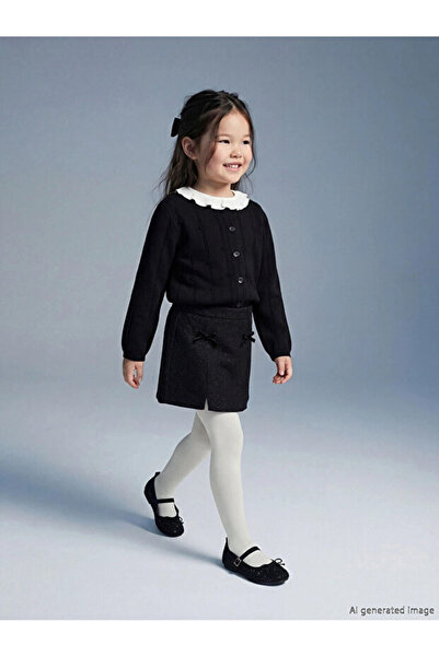 LC Waikiki Black Elastic Waist Glittery Girls' Shorts, Skirt and Pantyhose