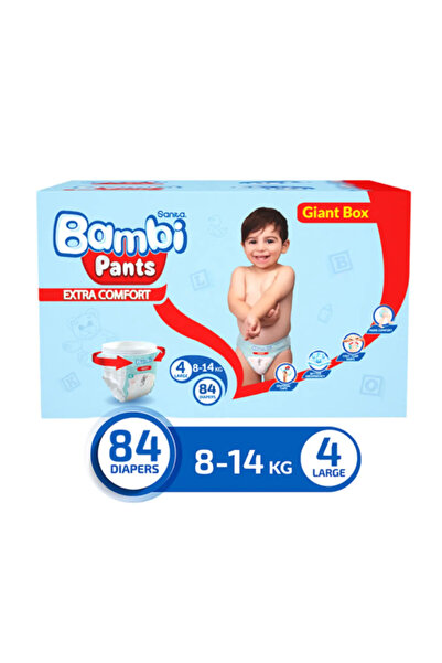 Sanita Bambi حفاضات، تصميم ملابس داخلية، صندوق كبير، مقاس 4، L، 84 حفاضة، أزرق