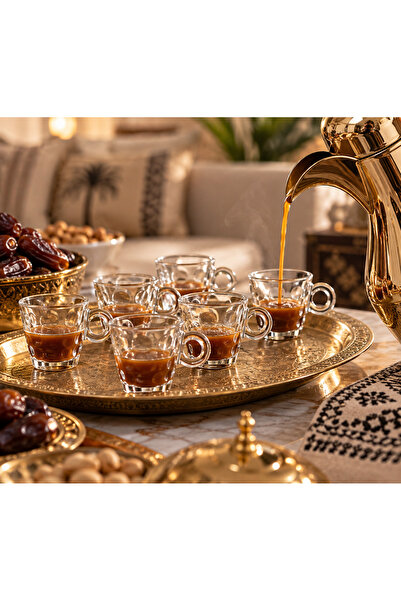 Dania طقم فناجين إسبريسو وقهوة زجاج مزخرف – 6 قطع سعة 75 مل – زجاج شفاف بتصمي...