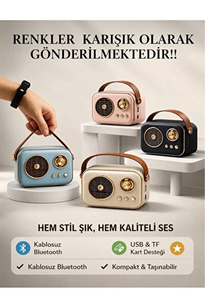 EMİN ENSAR HOME Nostaljik Görünümlü Retro TF Kart Bluetooth USB Destekli Küçü...