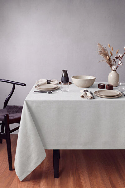 Gauze Fabric Design Velvet Textured Seamless Tablecloth, Sapphire Optical White