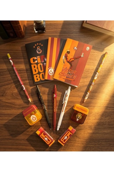TOPNET Galatasaray Lisanlı Kırtasiye Seti Okul Seti 2 Adet Kurşun Kalem 3 Ade...