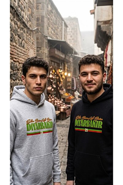 SARI Di̇yarbakir Şehi̇r Bi̇zi̇m Aşk Bi̇zi̇m 3 Yarn Shardonlu Hoodie Fleece