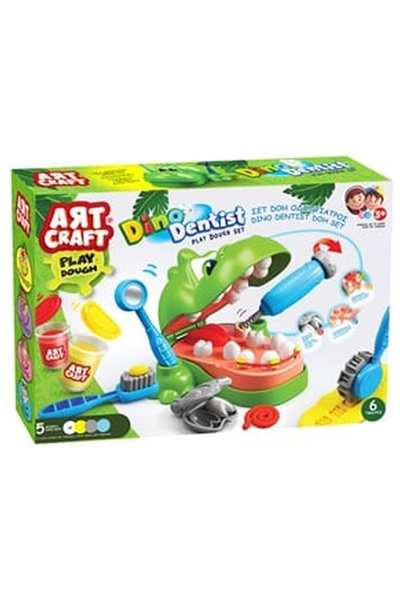 OEM Σετ πλαστελίνης DOH Dinosaurs Dentist με ζύμη και αξεσουάρ - 6 τεμάχια
