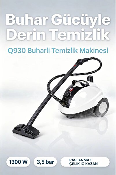 Q930 Buharlı Temizleyici 1300W 3.5 Bar Buharlı Temizlik Makinesi - Beyaz